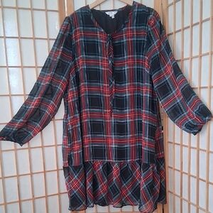Draper James Black and Red Plaid Dress